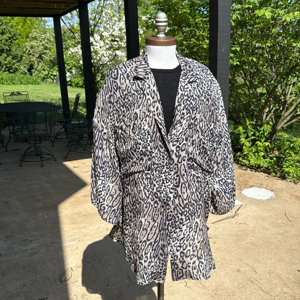 Vintage 80s Flora Kung Leopard Print Kimono Cardigan - Size 8/10